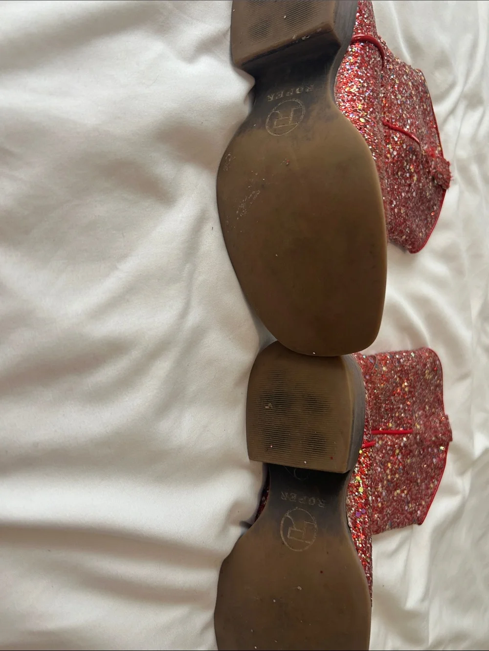 Roper Red Glitter Western Ankle Boots